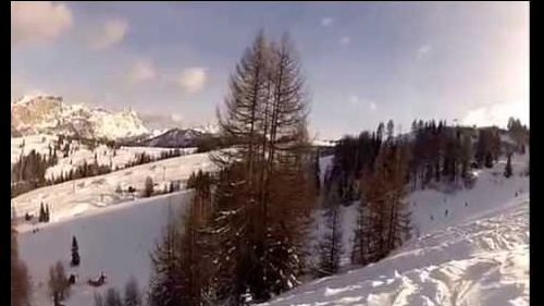 crash in nountain on snow corvara val badia fuoripista freeski sun and music