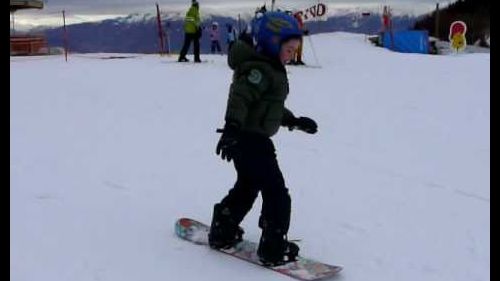 Dennis - la prima volta in snowboard