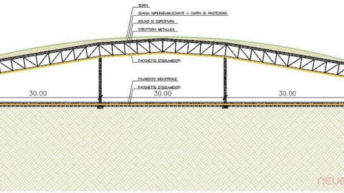 skidome selvino - sezione impianto zona piste interrato