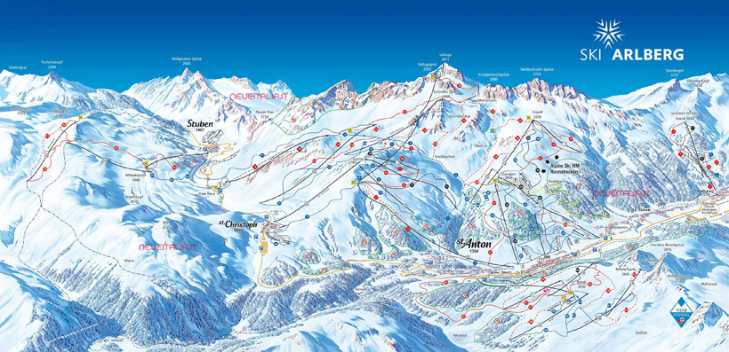 Cartina Piste e Impianti St. Anton am Arlberg