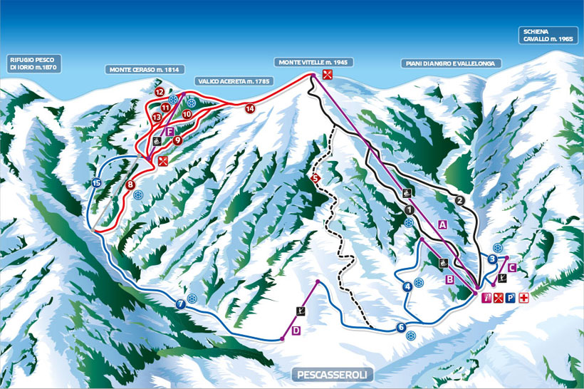 Cartina Piste e Impianti Pescasseroli