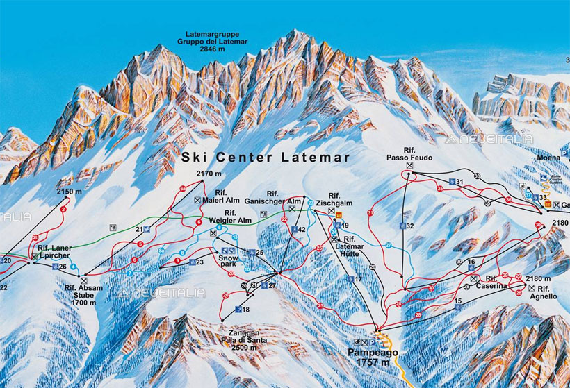 Cartina Piste e Impianti Ski Center Latemar