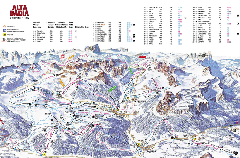 Cartina Piste e Impianti Alta Badia