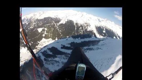 Paragliding in davos during skiing season