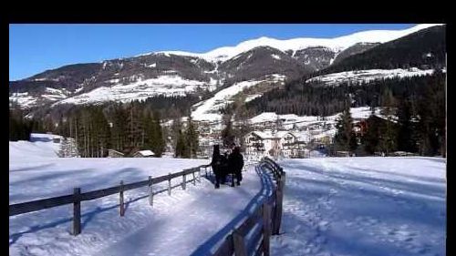 Carrozza con cavalli sulla neve a Sesto Pusteria