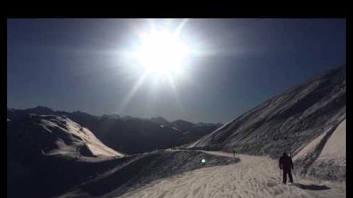 Dad skiing in courchevel almost into meribel