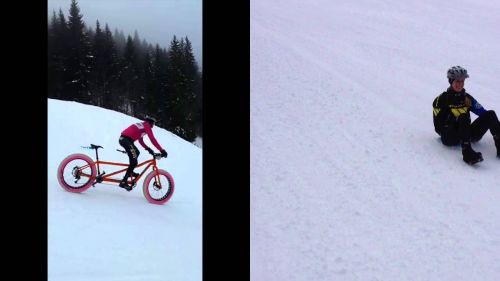 Snow Bike Fesitval 2016, Stage 2, Downhill Eggli-Gstaad (red ski slope) - the tandem way;-)