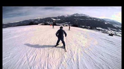 following Kev and Stef on piste Blue 53 Laax February 2016