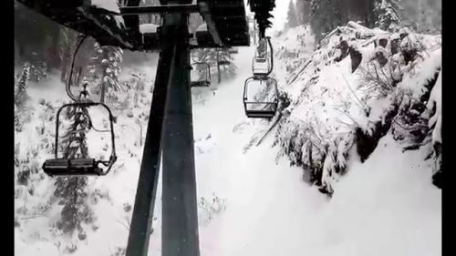 Sappada Ski Monte Siera Seggiovia durante la nevicata 2 14-02-2016