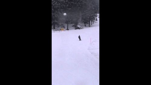 Thomas snowboarding at Col Verde in San Martino Di Castrozza, Italy. Feb 16, 2016. Pangtou, Pangdan.