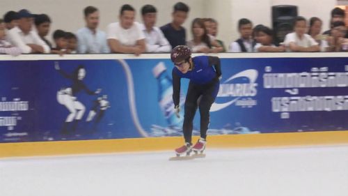 Short track speed skating demo - de-vin wong, isam