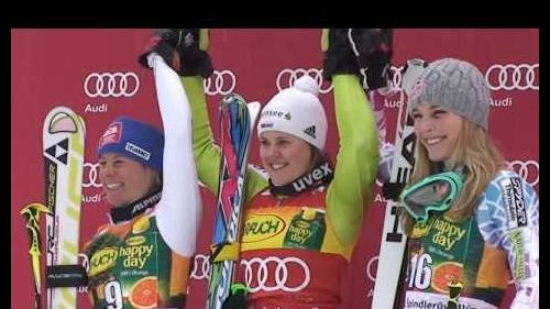 Medal ceremony after the giant slalom race