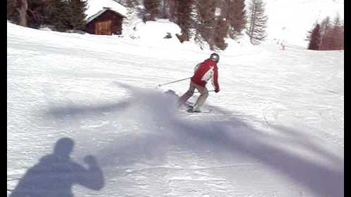 Skiing the red run 