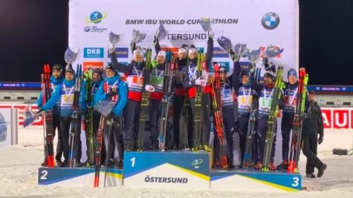 Biathlon: gli azzurri in coro dedicano il podio a Montello