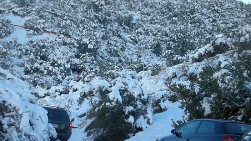 Colonna d'auto verso le piste