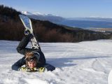 Snowboard vista mare a Ushuaia