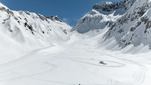 Anello di fondo Prevala a Sella Nevea, sotto il Rifugio Gilberti.