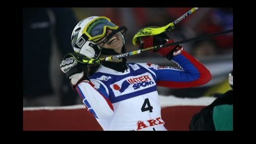 Federica Brignone e Werner Heel sul podio