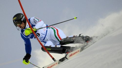 Federica Brignone e Werner Heel sul podio