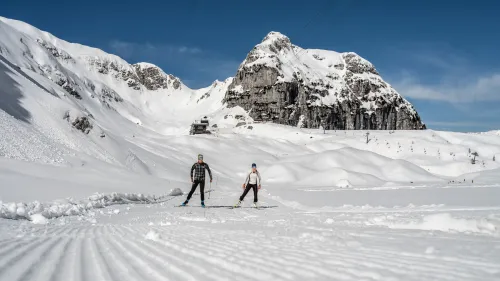 Anello di fondo Prevala a Sella Nevea, sotto il Rifugio Gilberti