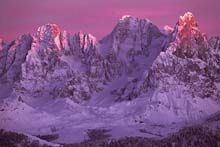 tramonto rosa sulle pale a 23 km da Predazzo val di fiemme