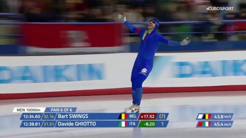 Davide Ghiotto fa la storia! Oro nei 10000m: 5 medaglie come Enrico Fabris, rivivi il finale della sua prova