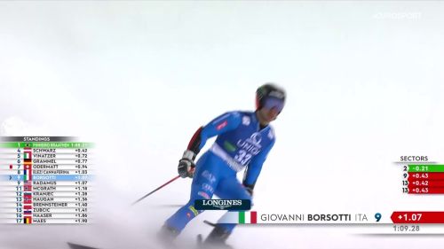 Giovanni Borsotti in top 10 nel gigante di Schladming dopo met&agrave; gara, il video