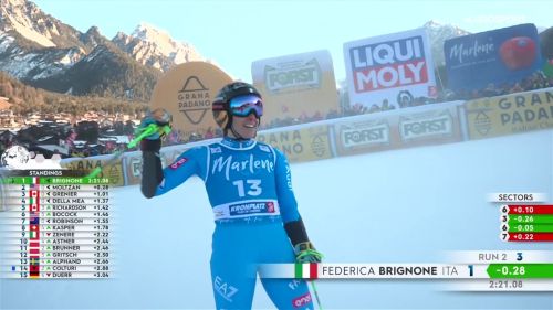 Brignone torna in gara ed esalta, è 6ª nel gigante di san vigilio di marebbe