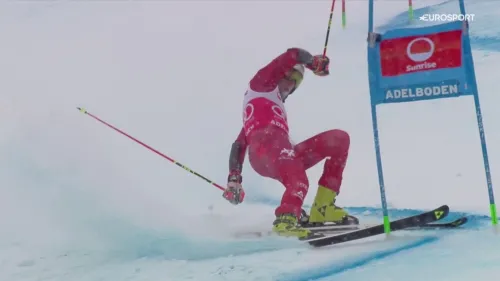 Stefan Brennsteiner cade nella 2ª manche di Adelboden. Il video del ritiro del pettorale rosso di Gigante.