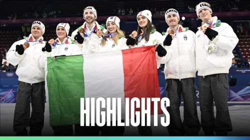 Storico bronzo per conti/macii, naki gutmann, rizzo, grassl e guignard/fabbri nel team event di pattinaggio