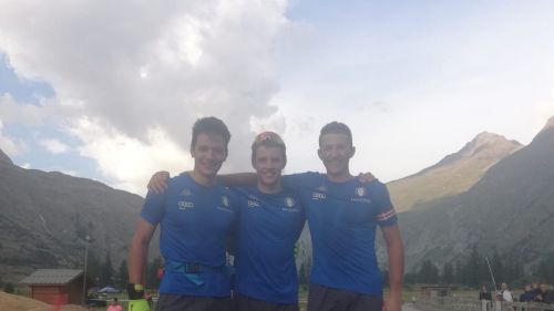 Il podio della competizione maschile di summer biathlon