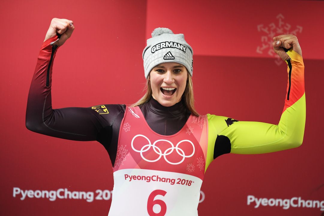 during the Luge Women's Singles on day four of the PyeongChang 2018 Winter Olympic Games at Olympic Sliding Centre on February 13, 2018 in Pyeongchang-gun, South Korea.