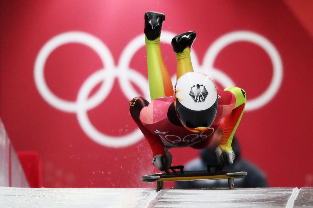 during the Women's Skeleton on day eight of the PyeongChang 2018 Winter Olympic Games at Olympic Sliding Centre on February 17, 2018 in Pyeongchang-gun, South Korea.