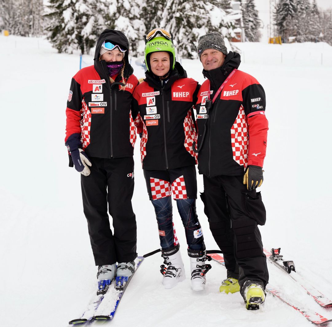 I fratelli Kostelic (Janica e Ivica) con la nuova giovane promessa Ljutic