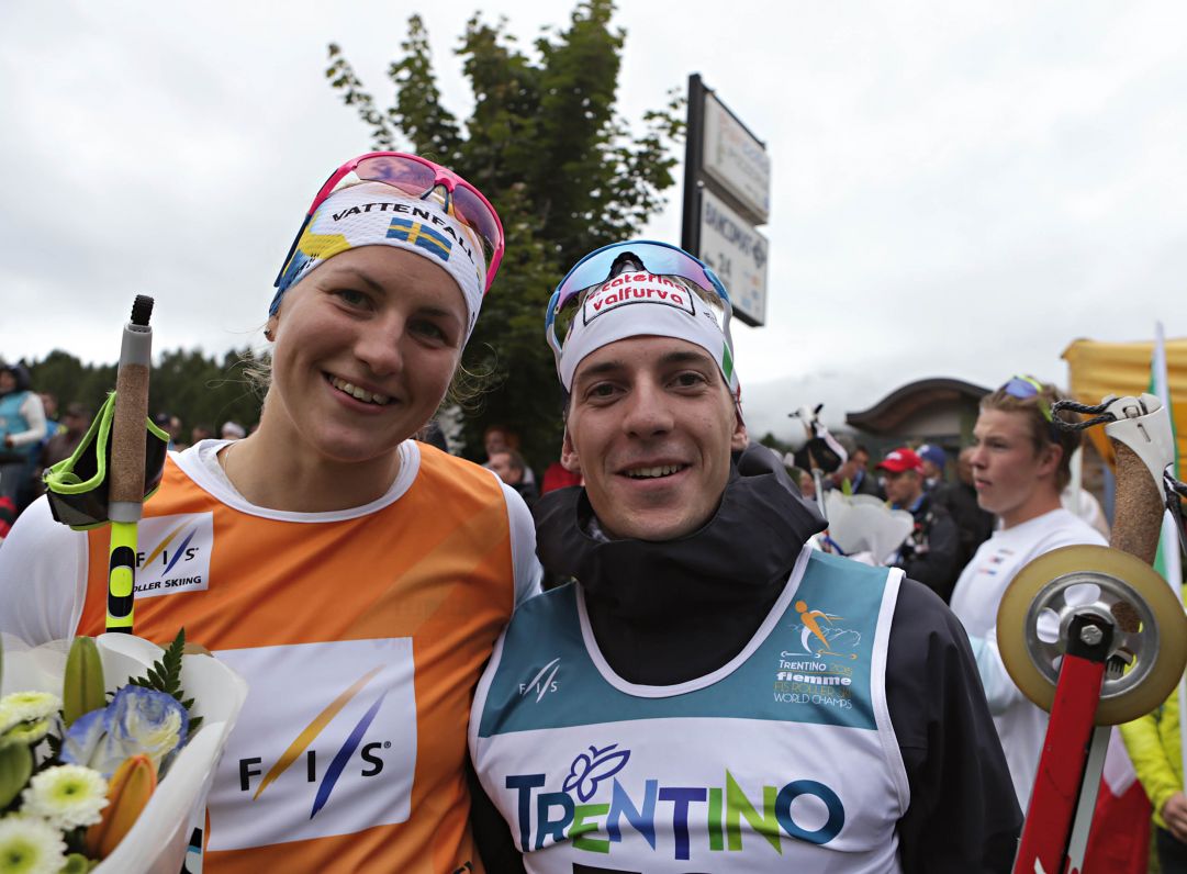 Rastelli e Sömskar trionfano nella Uphill ai mondiali di skiroll della Val di Fiemme