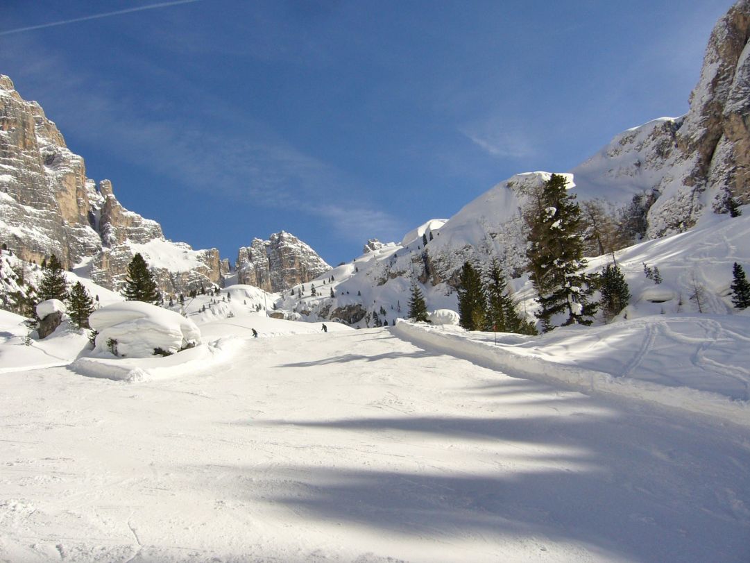 una pista magnifica con neve bellissima, lunga e poi c'è la capannina che ti aspetta con la sua polenta e formaggio