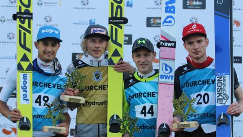 Un gruppetto di slalomgigantisti azzurri in partenza per il Sudamerica. Fill, Borsotti e Marsaglia a Cervinia
