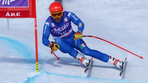 Tre discesisti azzurri di Coppa del Mondo in allenamento allo Stelvio