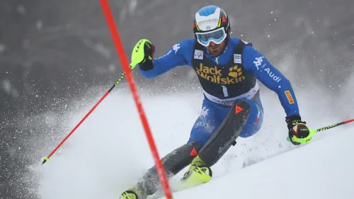Tre slalomisti in allenamento in Val Senales, c'è anche Manfred Moelgg