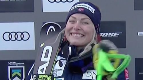 Ragnhild Mowinckel comanda la prima manche del gigante di Killington davanti a Federica Brignone