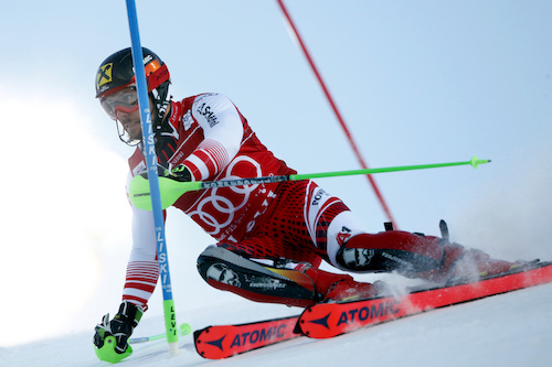 Marcel Hirscher con 7/100 su Henrik Kristoffersen nella prima manche dello slalom di Levi