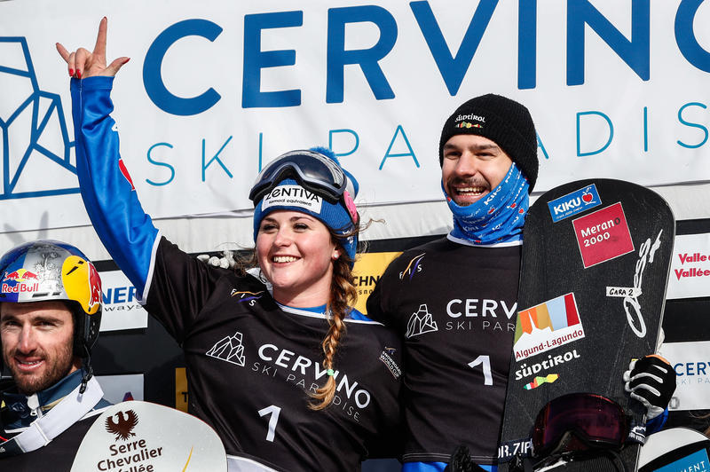 Michela Moioli e Omar Visintin argento nella gara a coppie dello snowboard cross dei Mondiali di Park City