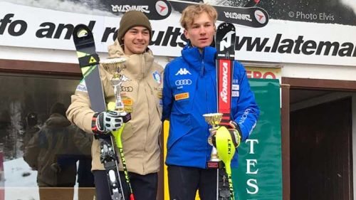 Secondo slalom a Pampeago, ci sono Kastlunger e Bendotti sul podio con il croato Samuel Kolega