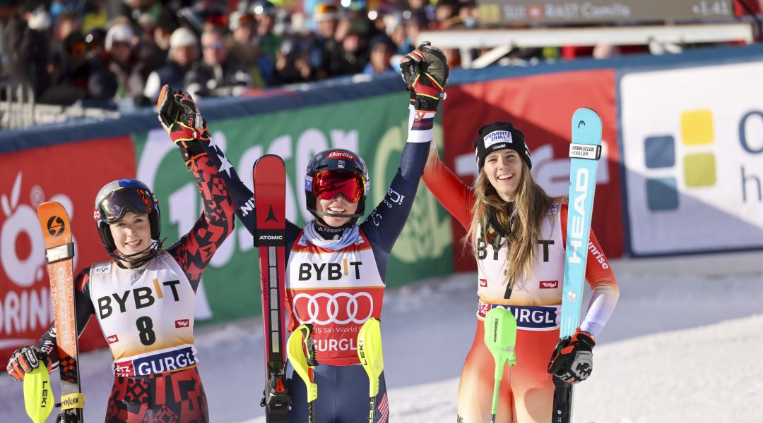 A Gurgl lo stesso podio del 2024, la regina è sempre Mikaela: 