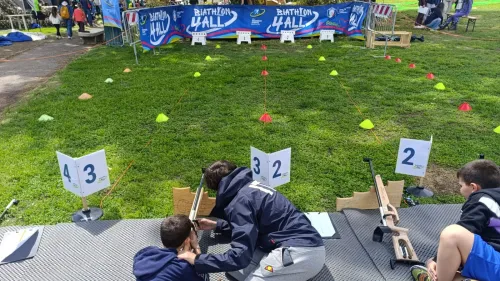 Nel cuore dell'Eur anche il presidente Buonfiglio a provare il biathlon nell'ambito di Sport in Famiglia