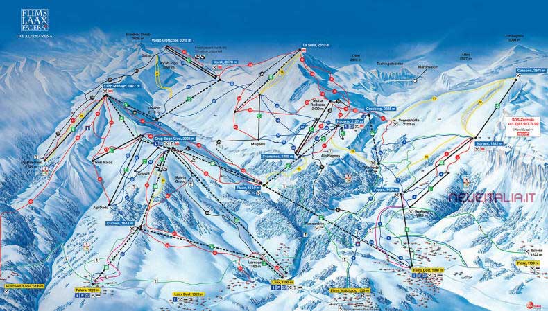 Cartina Piste e Impianti Laax-Flims