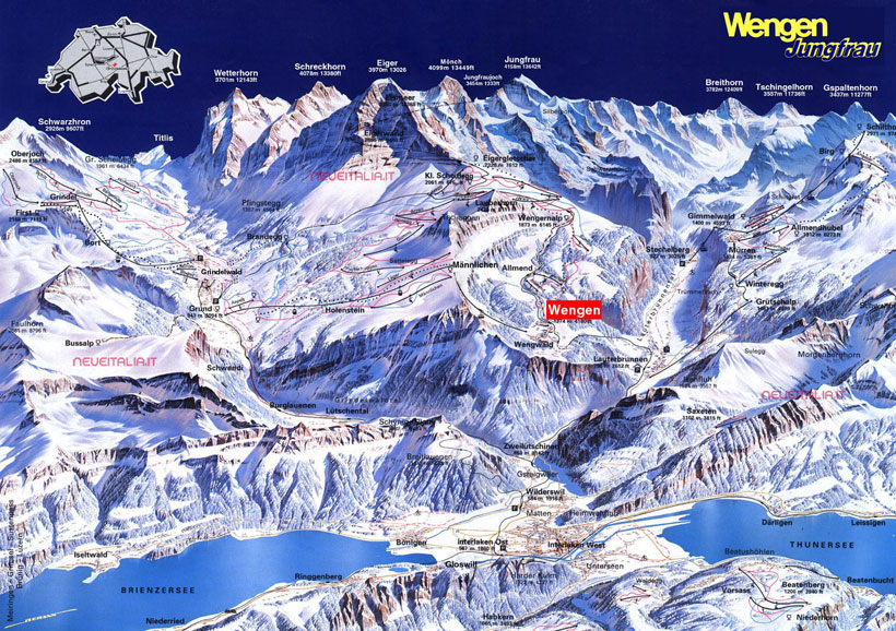 Cartina Piste e Impianti Wengen Jungfrau