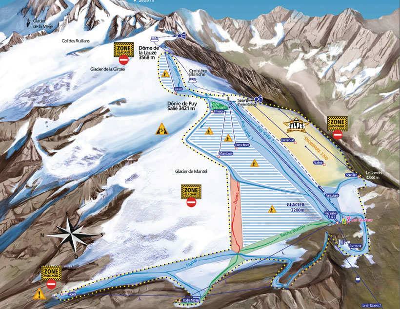 Cartina Piste e Impianti Les deux Alpes