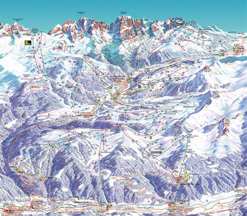 Cartina Piste e Impianti Madonna di Campiglio