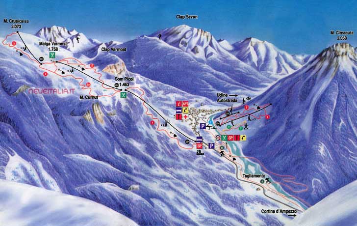 Cartina Piste e Impianti Forni di Sopra